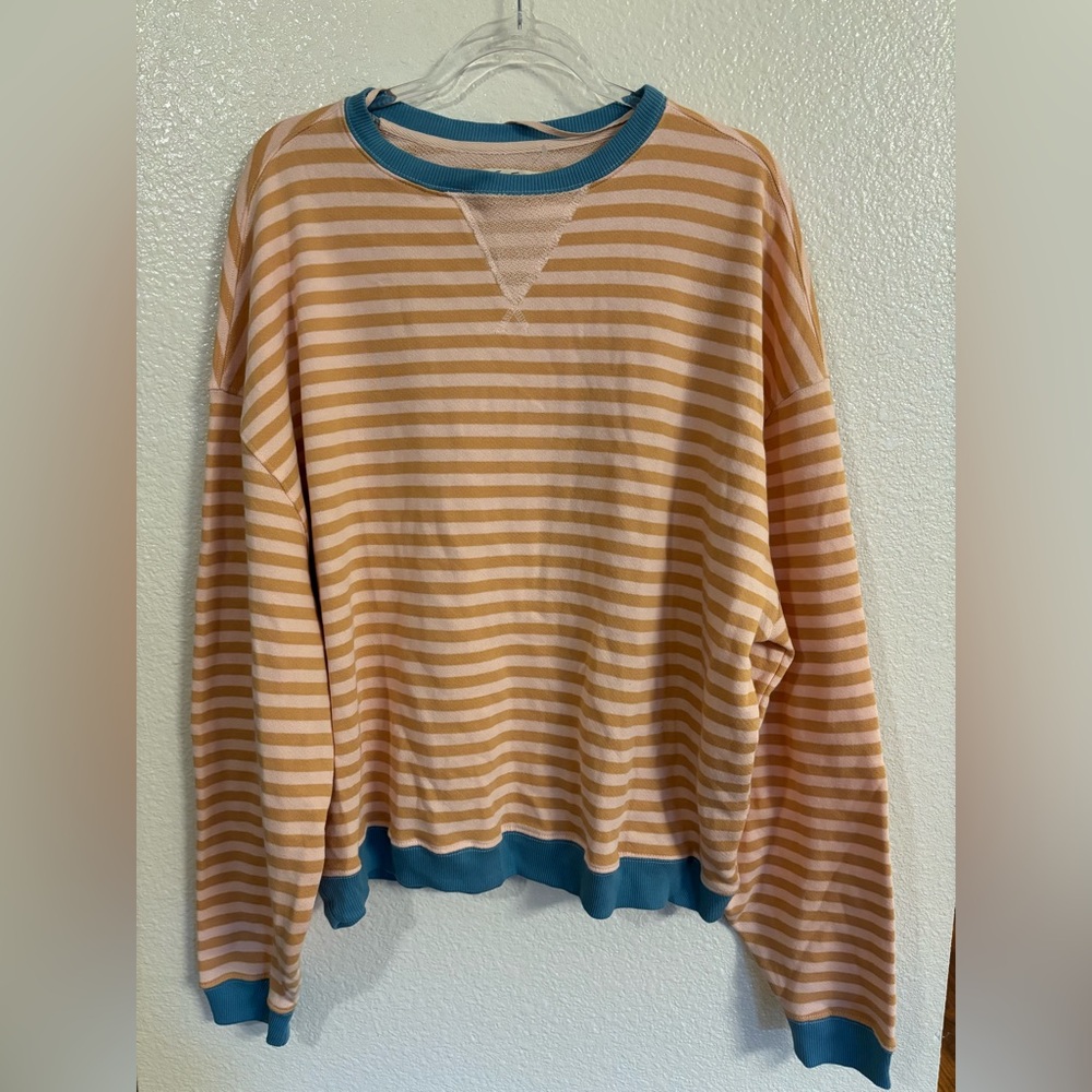FREE PEOPLE We The Free Classic Striped Crew in Latte Combo NWOT - Picture 3 of 7